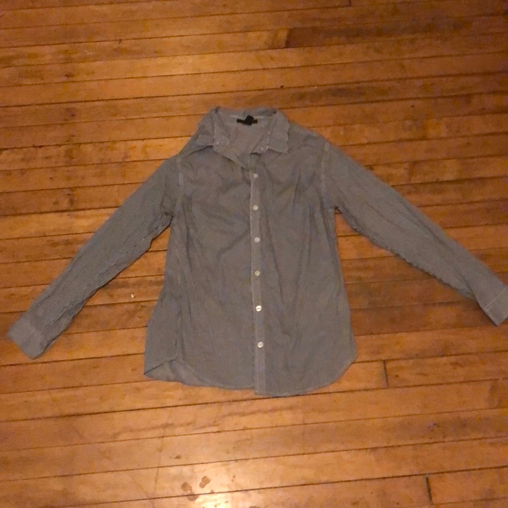 Blue and white button up dress shirt